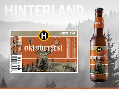 Hinterland Brewery - Oktoberfest animal beer brewery deer hinterland illustration orange stag texture topography trees wisconsin