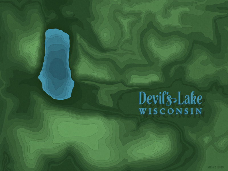 Devil's Lake Topography Map by Brendan Sniff Sniff Studio on Dribbble