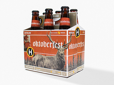 Hinterland Brewery - Oktoberfest 6-pack animal beer brewery deer hinterland illustration orange stag texture topography trees wisconsin