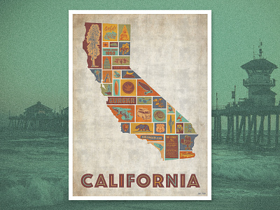 Eureka - The Culture of California art california colorful culture eureka grunge hollywood illustration print states texture west coast