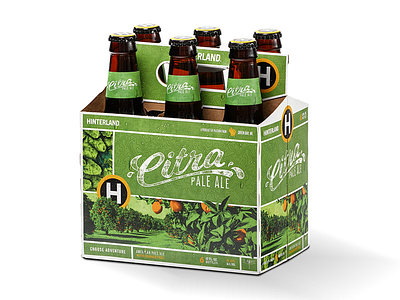 Hinterland Brewery - Citra Pale Ale 6-pack beer brewery grove hinterland hops illustration landscape orange texture topography trees wisconsin