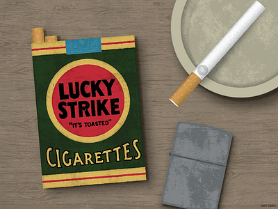 Lucky Strike "It's Toasted" ashtray cigarette grunge lighter lucky packaging smoke texture tobacco vintage wood zippo