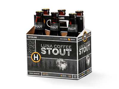 Hinterland Brewery - Luna Coffee Stout 6-pack beer brewery coffee grunge lunar moon owl packaging stout texture trees