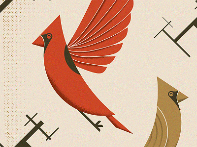 99 Problems cardinal flat fly flying geometric halftone illustration stipple vintage