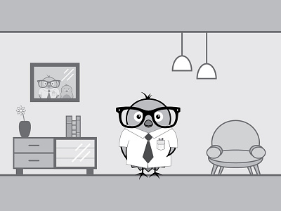 Nerdy Birdy bird flat geometric grayscale house illustration line nerd sparrow