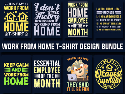 Trendy Work From Home T-Shirt Design Bundle
