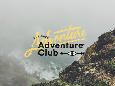 Designer Adventure Club Primary Logo badge brush lettering design meetup event branding hand lettered logo hand lettering logo