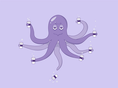 Tired octopus illustration design illustration vector