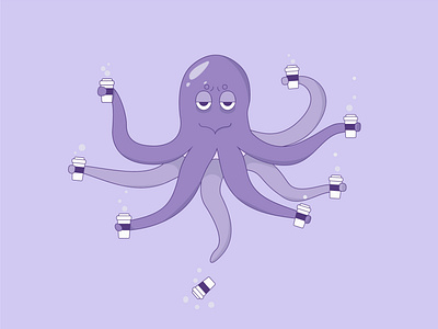 Tired octopus illustration