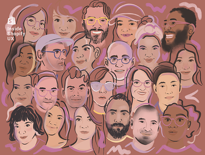 Inside Shopify UX podcast illustrations :) character design digital face illustration people podcast profile shopify