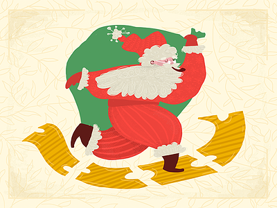 Noel card christmas green greetings holidays illustration noel red santa xmas