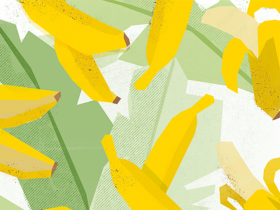 Banana! banana fruits green illustration leaf leaves nature pattern yellow