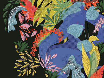 Inside colors hide illustration jungle leaves plants woman