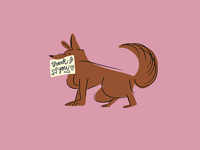 Dogs ♥ brown card character digital dog dogs friend greeting heart illustration lettering line note pink procreate puppies puppy sign thank you thanks