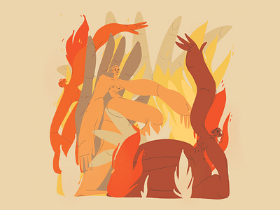Nature 🔥 australia body character design digital fire fireart flames illustration leaves nature orange pattern procreate woman