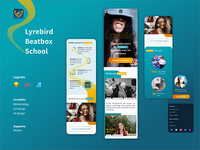 Lyrebird Beatbox School app branding design flat mobile uiux web