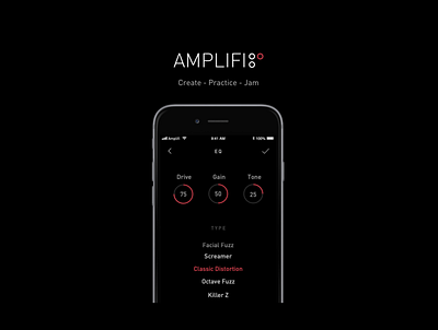Amplifi application band banddesign branding guitar interaction interface music app music player musicapp musician ui ux