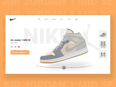 Nike Air Jordan 1 MID SE air jordan branding design figma illustration illustrator landing page nike shoes ui ux