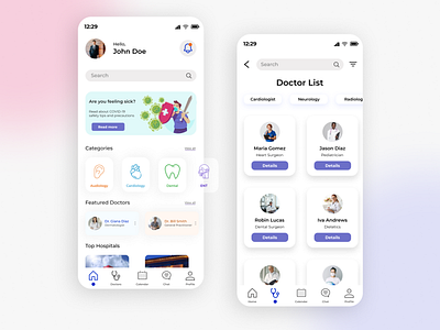 Medical App UI app design doctor doctor app doctor appointment find doctor hospital medical ui