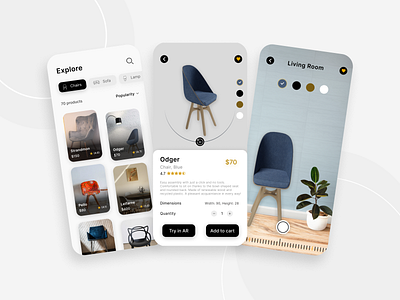 Furniture App 3d app app design chair design furniture app furniture design furniture store mobile app ui ui ux