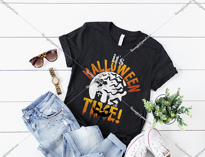 It's Halloween Time black t shirt design for girls branding design graphic design halloween designs bundle illustration logo motion graphics t shirt design website vector