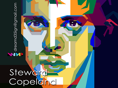 Steward Copeland Pop Art WPAP color copeland geometric illustration pop art popart portrait steward sting police the police wpap