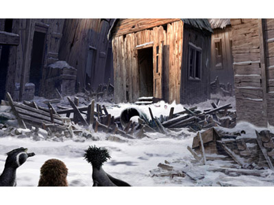 Shack antarctica concept art environment penguins whaling village