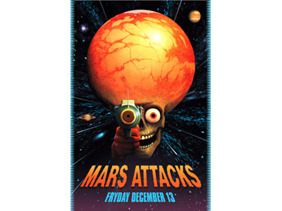 Mars Attacks advertising aliens film logo type mars attacks science fiction tim burton