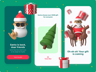 Santa is back 🤘 3d illustrations christmas gift ui