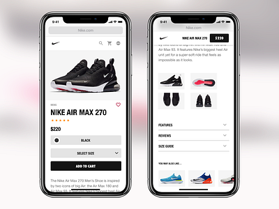 Nike Product Page ecommerce mobile nike ui ux web