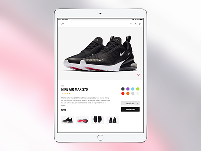 Nike Product Page - iPad ecommerce ipad nike ui ux