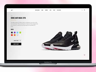 Nike Product Page - Desktop ecommerce nike ui ux web