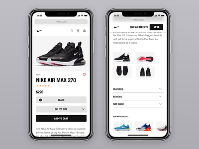 Nike Product page (Mobile) Rebound ecommerce nike ui ux web