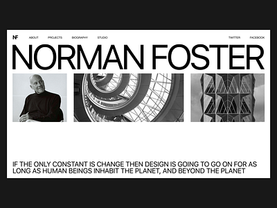 Architect's portfolio website architect architecture black white clean composition design minimal norman foster portfolio quote typography ui web web design website