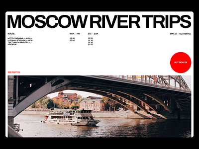 River trips main page clean composition design graphic design minimal moscow photo red trip typography ui ui design web web design website white
