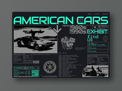 American cars exhibition cars dark design futuristic grain graphic design graphics landing neon retro retrofuturism typography ui ui design web website