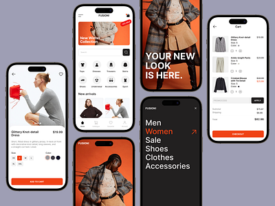 Online fashion store app app cart clothes fashion mobile online shopping shop store ui ux