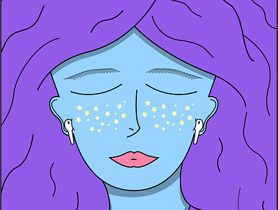 💫Her Freckles are Out of this World💫 adobe adobe illustrator airpods design digitalart digitalartist graphic art graphicartist graphicdesign graphicdesigner illustration