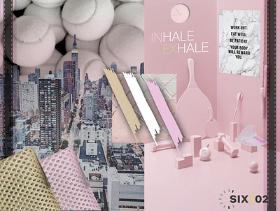 Inhale Exhale Mood Board adobe adobephotoshop beige graphicdesign pink sportswear tennis white