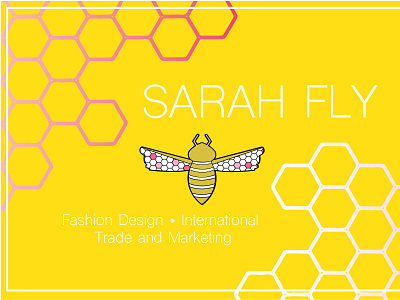 Sarah Fly Business Card (Cropped) adobe adobe illustrator beehive branding business card design design graphic art graphicdesign logo pink white yellow