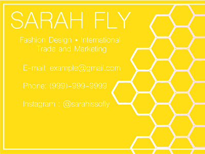 Sarah Fly Business Card (Cropped) adobe illustrator branding business card business card design design graphic art graphicdesign graphicdesigner logo pink white yellow