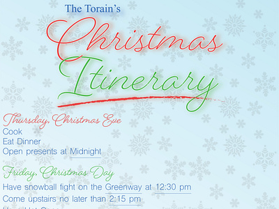 Christmas Itinerary (Cropped)