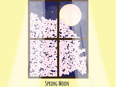 Spring Moon adobe adobe illustrator branding design digitalart digitalartist graphic art graphicdesign graphicdesigner hanami illustration moon sakura spring spring moon
