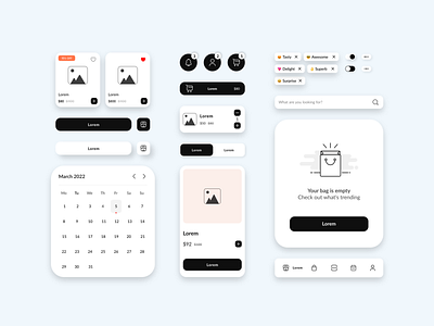 Delivery Components add bag black calender cart components delivery delivery components discount emoji empty lorem navigation notification price search shopping thumbnails toggle ux ui