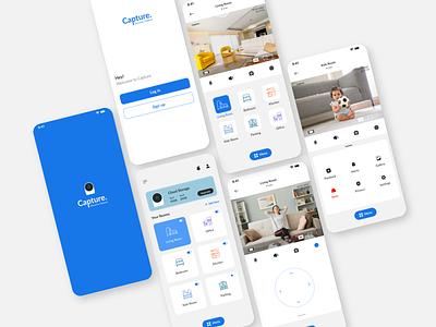 Smart Home Security Camera - Mobile App UI assistant automated camera app cctv home monitoring interface design layout lock productivity security security app smart camera smart control smart home control smart life smart product smarthome surveillance wifi wireless