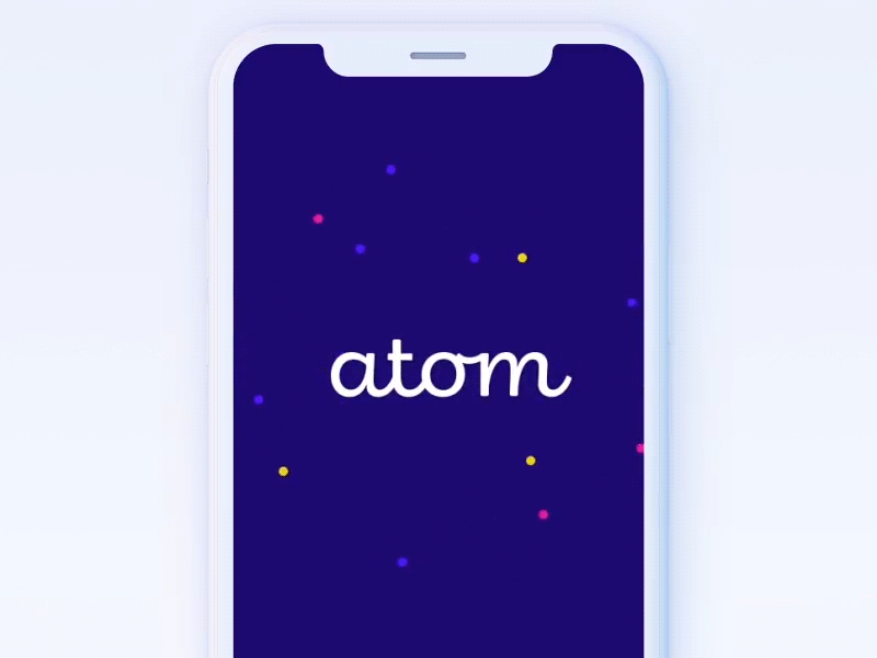 Atom splash screen animation branding design interaction logo ui design