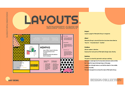 Layout page for Memphis Group in magazine layout layout design layouts magazine magazine design