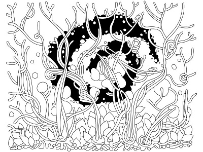 Bubble Vines black and white bubbles lineart lines saturday sketch vines water