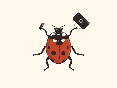 Lady bug illustration ladybug lineart lipstick purse vectober