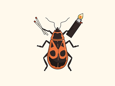 Fire firebug illustration lighter line art matches vectober vector illustration